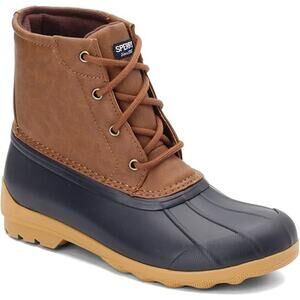 Sperry US 6 Kid Boys Tan Navy Blue Port Duck Hunting Boots Outdoor Winter Rain